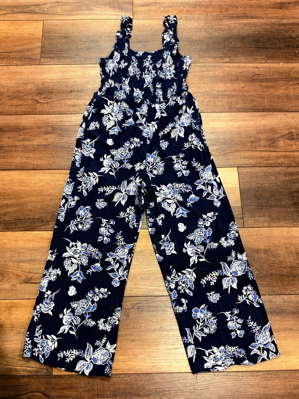 Women’s Maurice’s Size Small Floral Navy Wide-Leg Jumpsuit